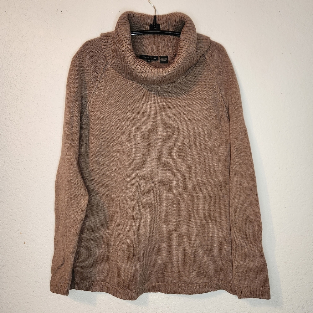 Jeanne Pierre 100% Cotton Cozy Brown Turtleneck Sweater, Size M
